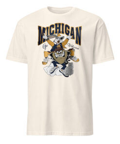 Natural tone Michigan Wolverines shirt featuring Looney Tunes characters