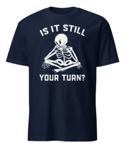Board Game Player Waiting Skeleton Halloween Shirt navy color