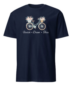 Flourish Dream Thrive FDT Anti Trump Floral Bike Shirt in navy
