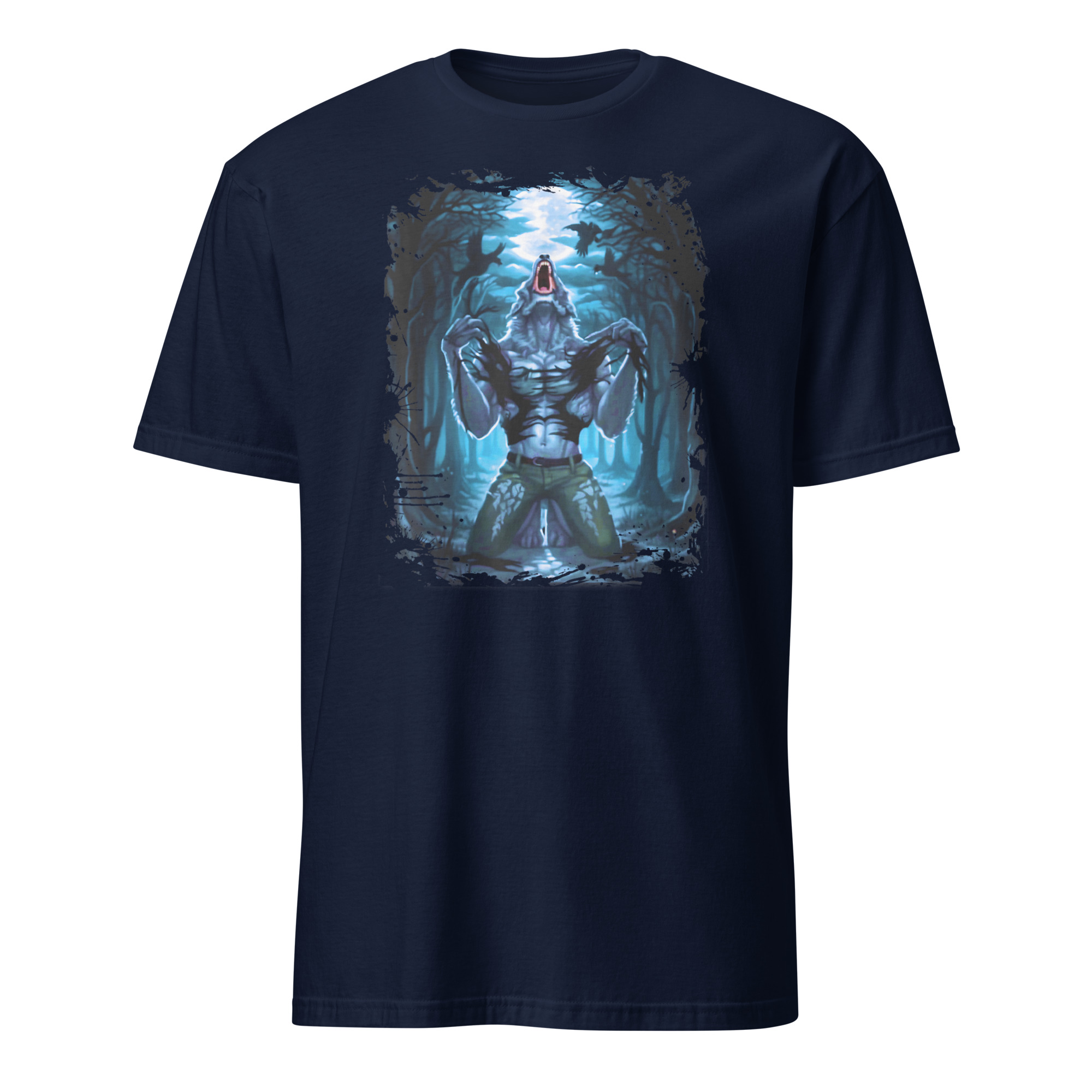 Wolf Ripping Shirt 2 Wolf Ripping Shirt meme on navy blue t-shirt