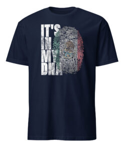 Its In DNA Mexican Shirt navy blue version featuring Mexican DNA fingerprint graphic
