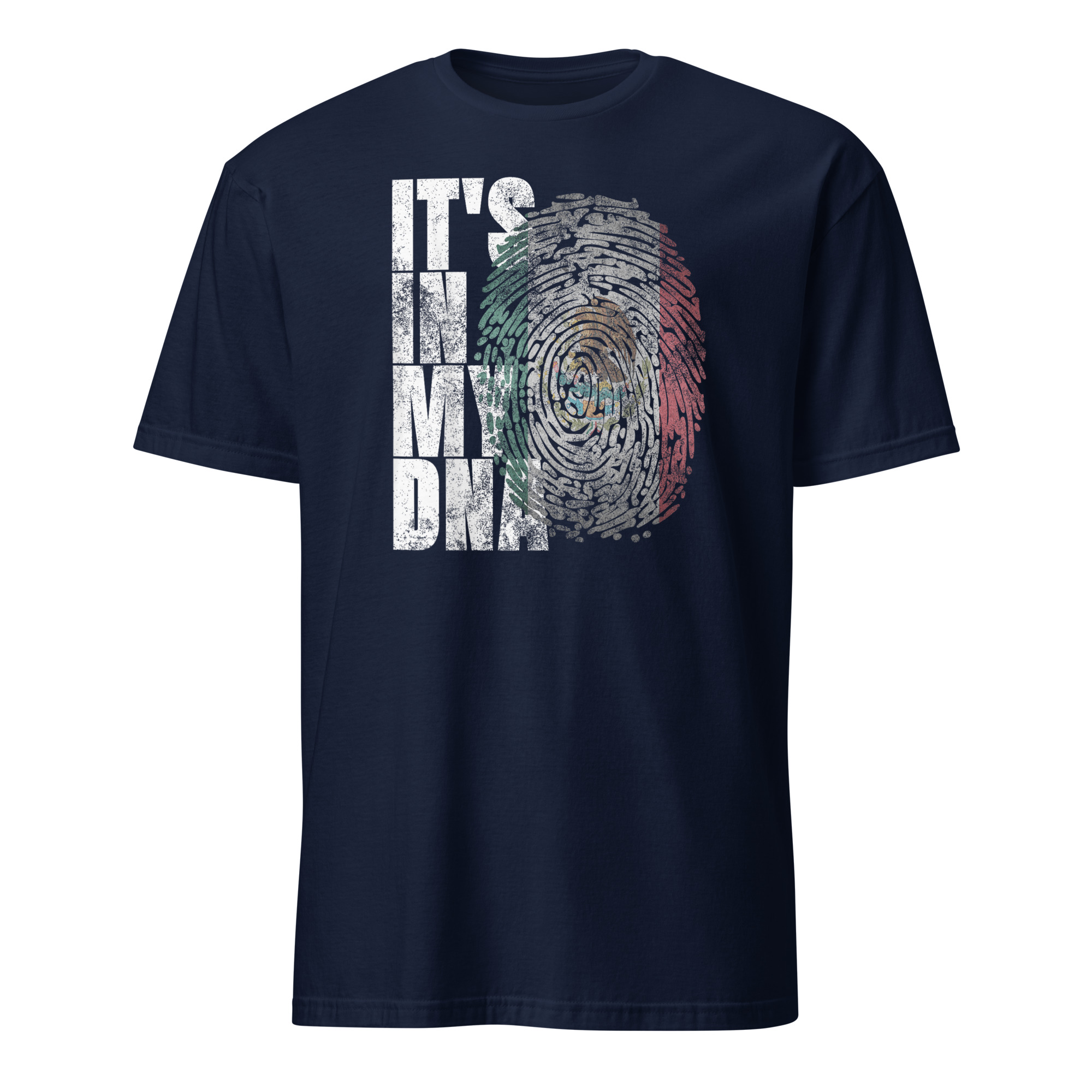 Its In DNA Mexican Shirt 2 Its In DNA Mexican Shirt navy blue version featuring Mexican DNA fingerprint graphic
