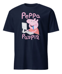 Cartoon Peppa Pay Pig Shirt navy blue unisex meme t-shirt for pop culture fans