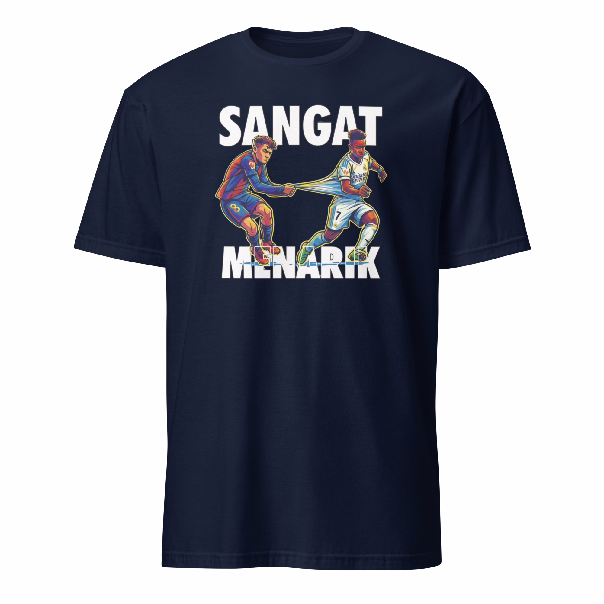 Pedri Pulling Vini Shirt 2 Pedri Pulling Vini Shirt navy blue football fan tee