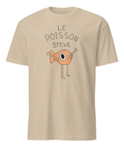 Le Poisson Steve Shirt Sand Front – Funny French fish meme t-shirt in soft sand color cotton