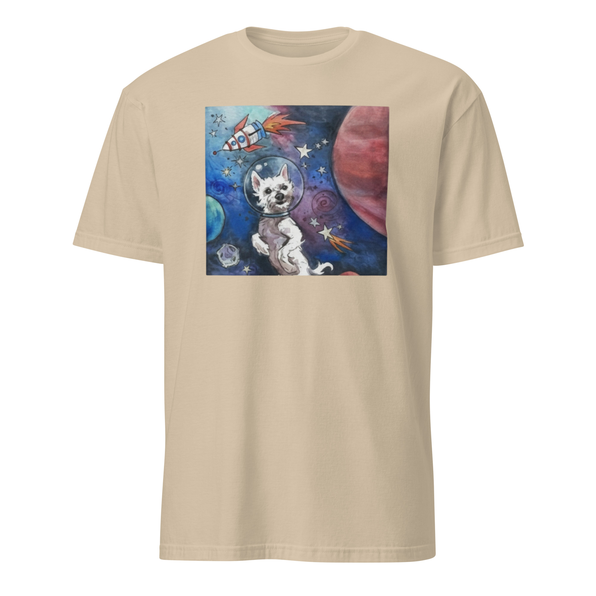 Kara Baldus Bradford In Space Shirt 2 Kara Baldus Bradford in Space Shirt Sand color with Bradford artwork