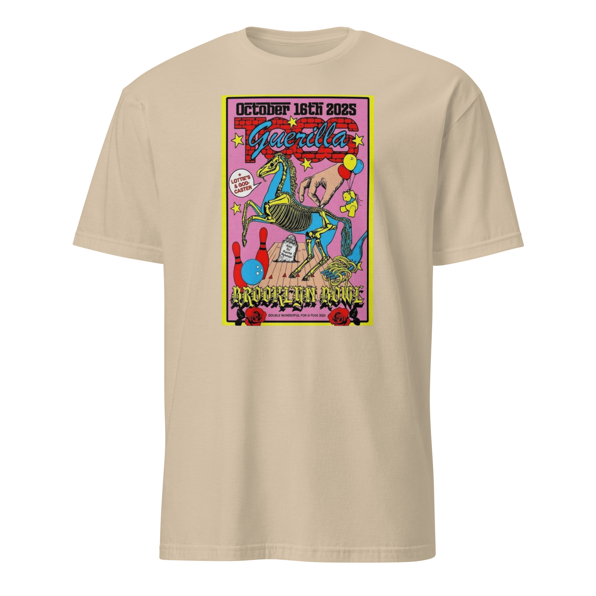 New York Guerilla Toss Brooklyn Bowl Poster Shirt 2 New York Guerilla Toss Brooklyn Bowl Poster Shirt sand color variant