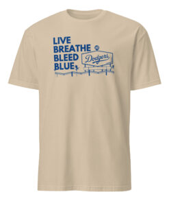 Dodgers Live Breathe Bleed Blue Shirt sand color mockup