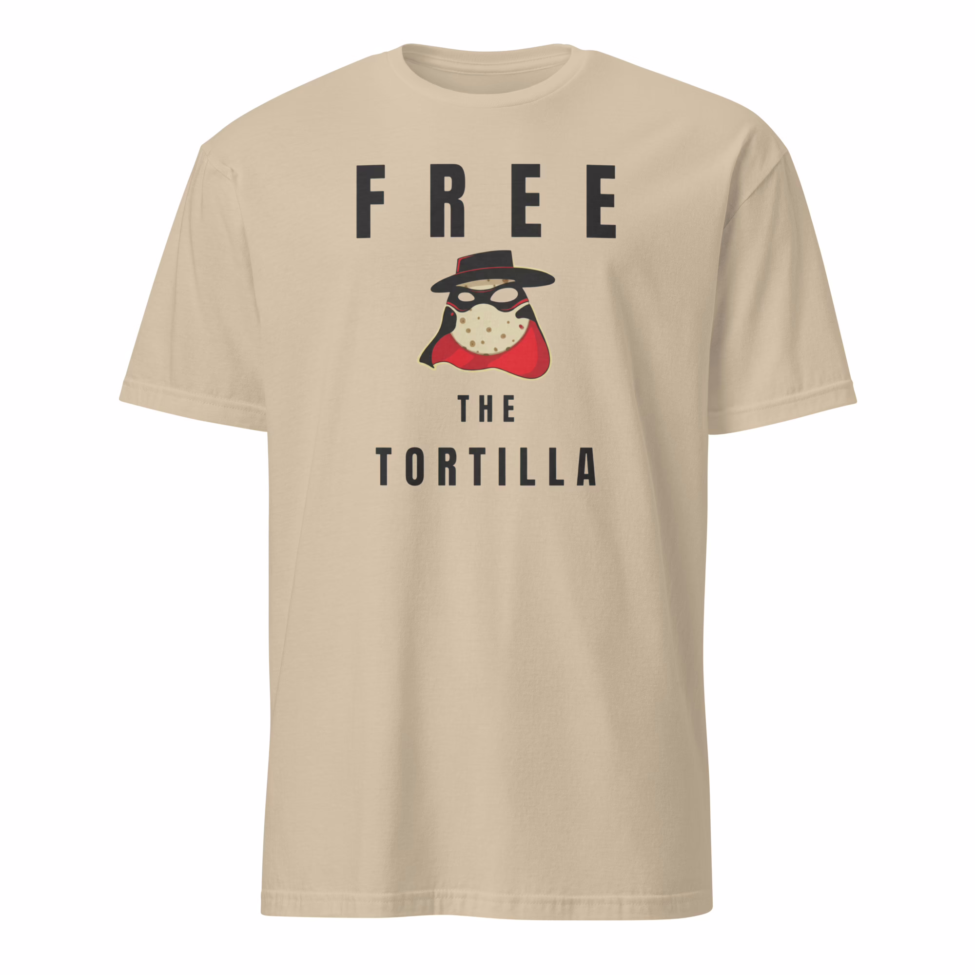 Matadortilla Free The Tortilla Dark Shirt 2 Matadortilla Free The Tortilla Dark Shirt sand color – funny foodie t-shirt