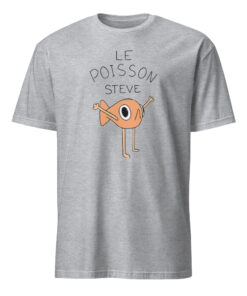 Le Poisson Steve Shirt 23 Le Poisson Steve Shirt Sport Grey Front – Funny French fish meme t-shirt in soft sport grey cotton blend