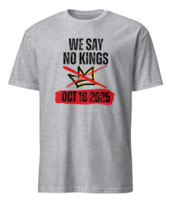 Sport grey No Kings Day October 18 T Shirt – athletic, breathable protest shirt.