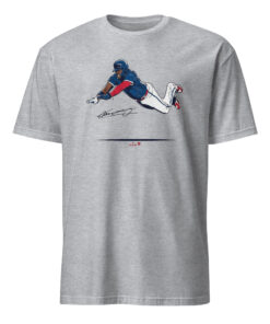 Vladimir Guerrero Jr Super Vlad Flying Slide Shirt 11 Vladimir Guerrero Jr Super Vlad Flying Slide Shirt in Sport Grey (90/10 blend)