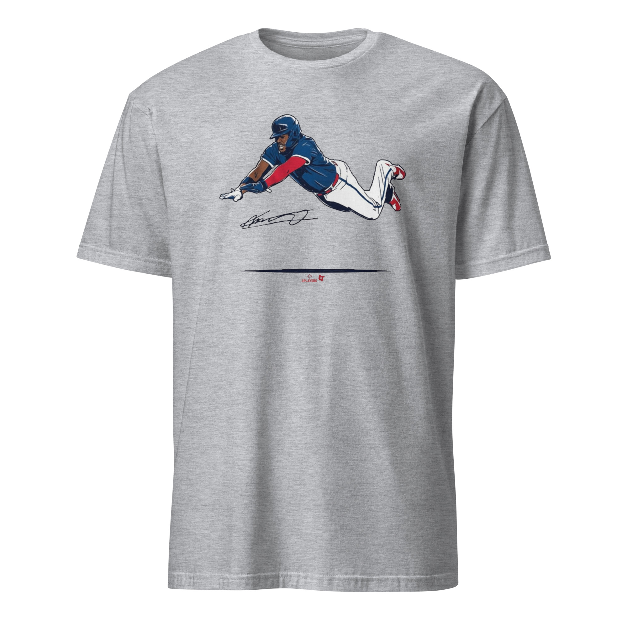 Vladimir Guerrero Jr Super Vlad Flying Slide Shirt 4 Vladimir Guerrero Jr Super Vlad Flying Slide Shirt in Sport Grey (90/10 blend)