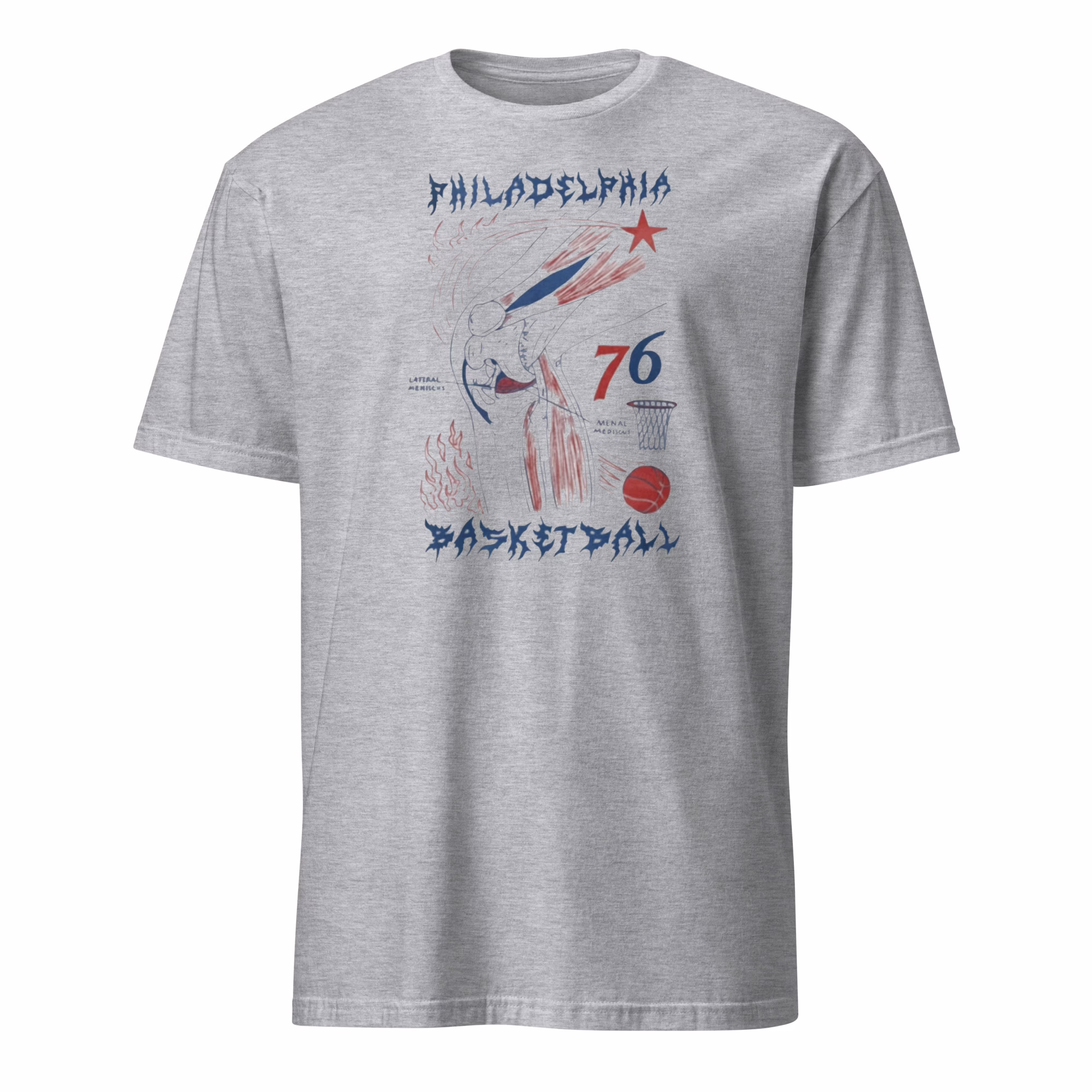 Philadelphia Basketball Knees 76 Shirt 3 Philadelphia Basketball Knees 76 Shirt sport grey t-shirt mockup