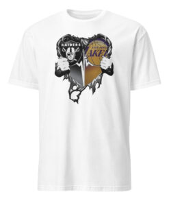 Raiders And Los Angeles Laker Inside Heart 2025 Shirt in white — dual fan NFL NBA crossover design