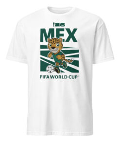 Official 2026 FIFA World Cup Mexico Mascot Shirt White Variant featuring the jaguar mascot design