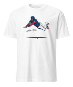 Vladimir Guerrero Jr Super Vlad Flying Slide Shirt 15 Vladimir Guerrero Jr Super Vlad Flying Slide Shirt in White
