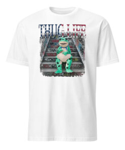 Thug Life Portland Frog Protest Shirt 15 A neutral-toned protest shirt blending humor and rebellion, made from soft ring-spun cotton for comfortable daily wear.