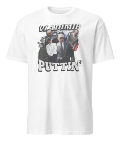 Vladimir Puttin Golf Shirt in White – Funny Political Meme Tee
