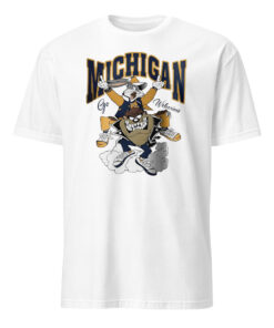 Michigan Go Wolverines Looney Tunes shirt in white featuring Bugs Bunny and Tasmanian Devil
