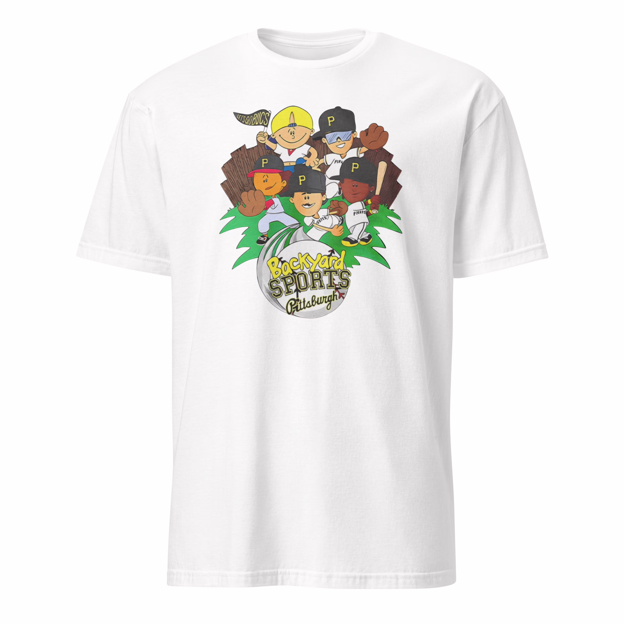 Backyard Sports Pittsburgh Pirates Shirt 5 Backyard Sports Pittsburgh Pirates Shirt white t-shirt retro baseball design
