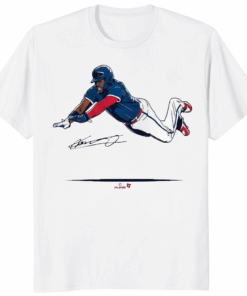 Vladimir Guerrero Jr Super Vlad Flying Slide Shirt in White