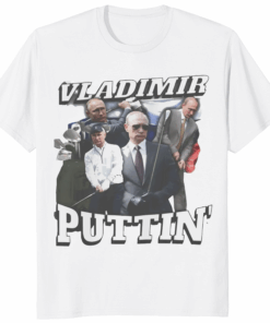 Vladimir Puttin Golf Shirt in White – Funny Political Meme Tee