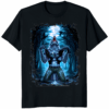 Wolf Ripping Shirt meme on black t-shirt