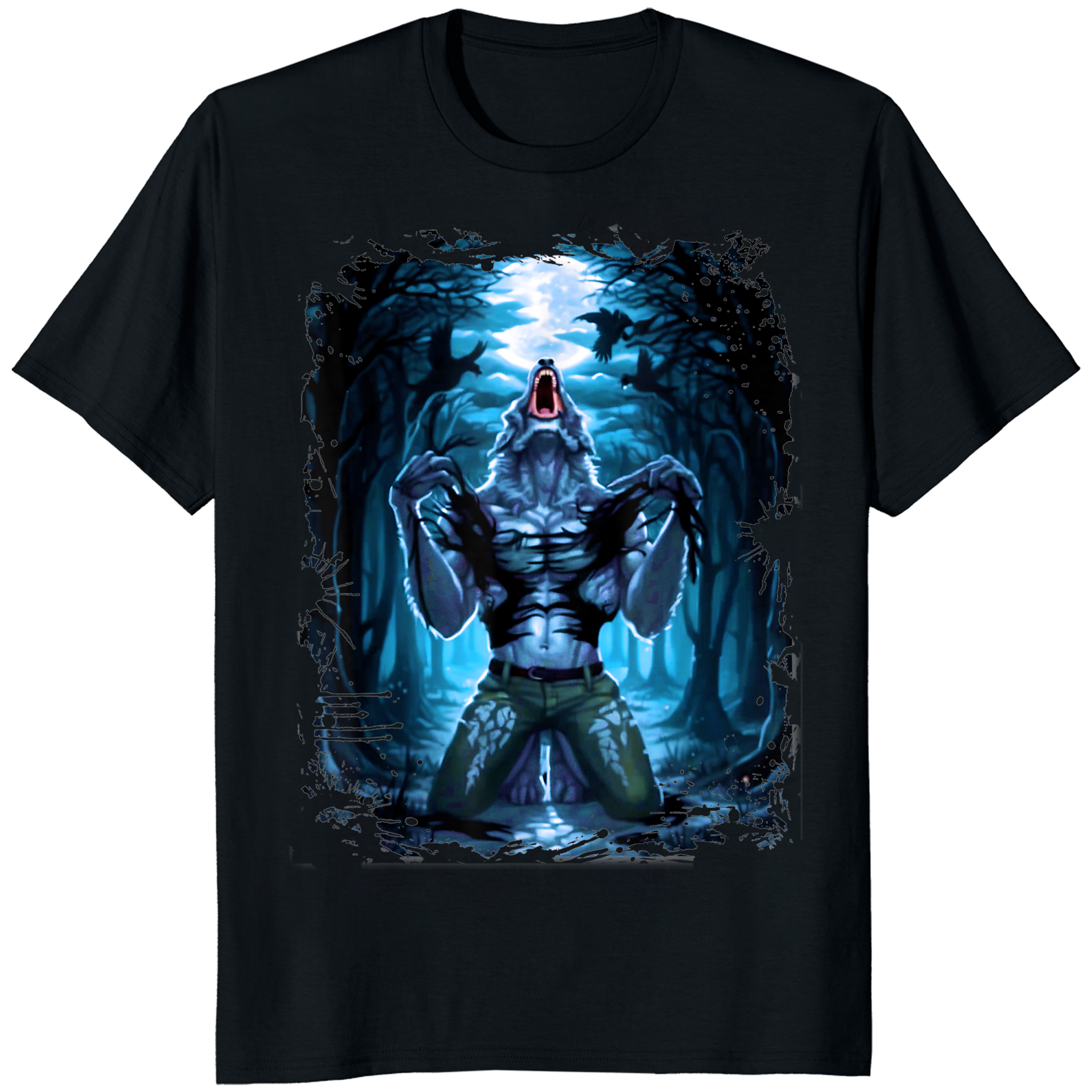 Wolf Ripping Shirt 1 Wolf Ripping Shirt meme on black t-shirt