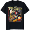 Black Polar Express All Aboard Admit One Christmas T Shirt - Officially licensed dark tee, perfect for layering.