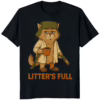 Litters Full Cat Lovers Christmas Xmas Shirt black holiday tee for cat fans