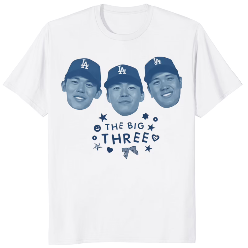 Ohtani Yamamoto Sasaki The Big Three Shirt 8 Ohtani Yamamoto Sasaki The Big Three Shirt white color mockup