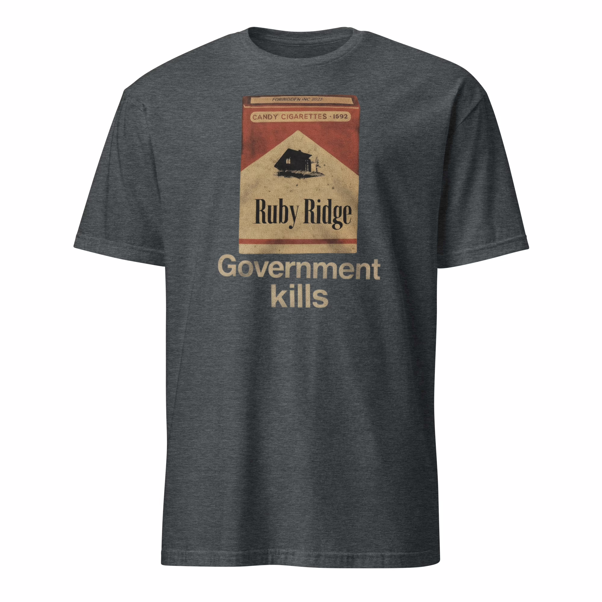 Government Kills Ruby Ridge Candy Cigarettes Shirt 3 government-kills-ruby-ridge-candy-cigarettes-shirt heather mockup