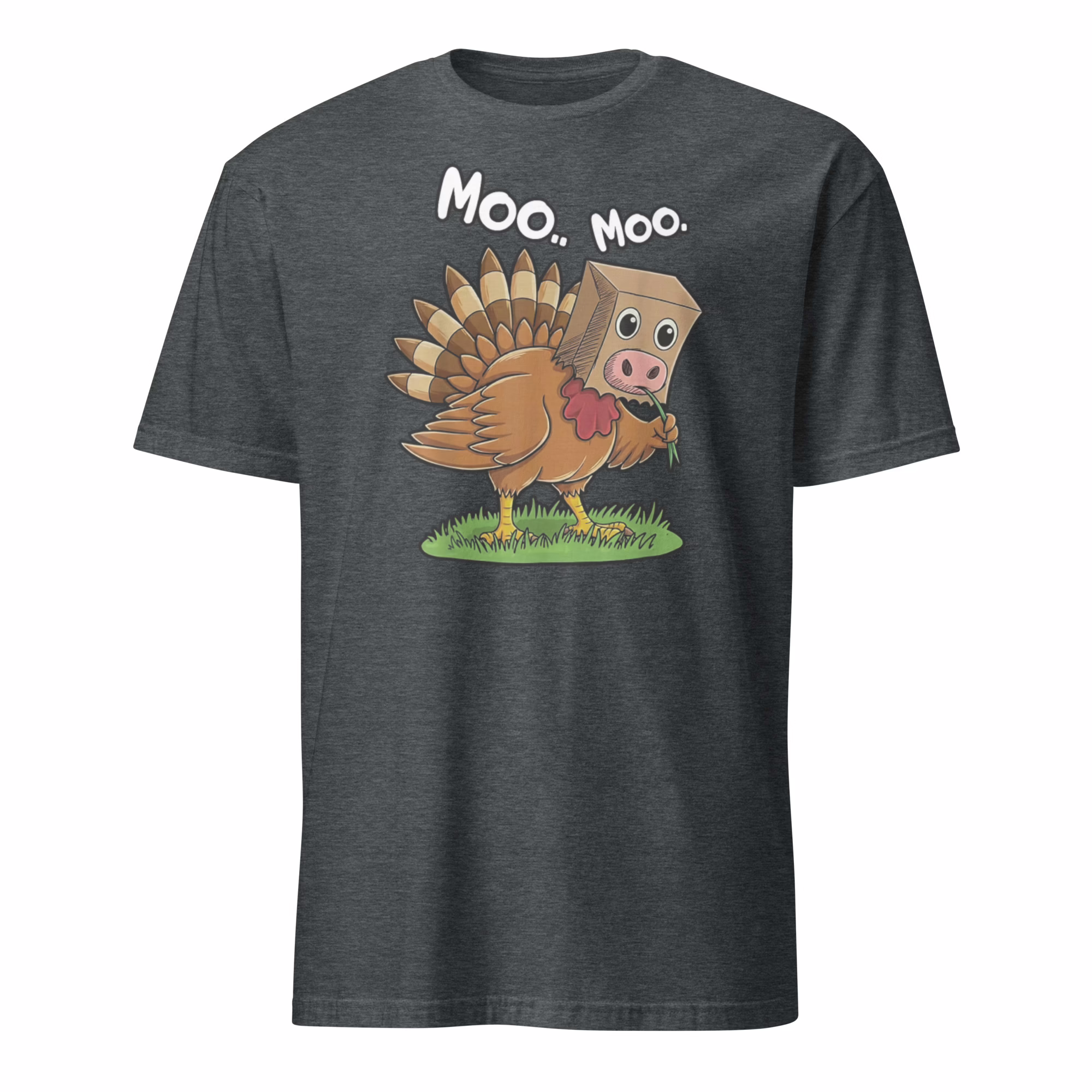 Turkey Cow Moo Moo Thanksgiving T Shirt 3 Heather color Turkey Cow Moo Moo Thanksgiving T Shirt mockup, heather poly blend shirt