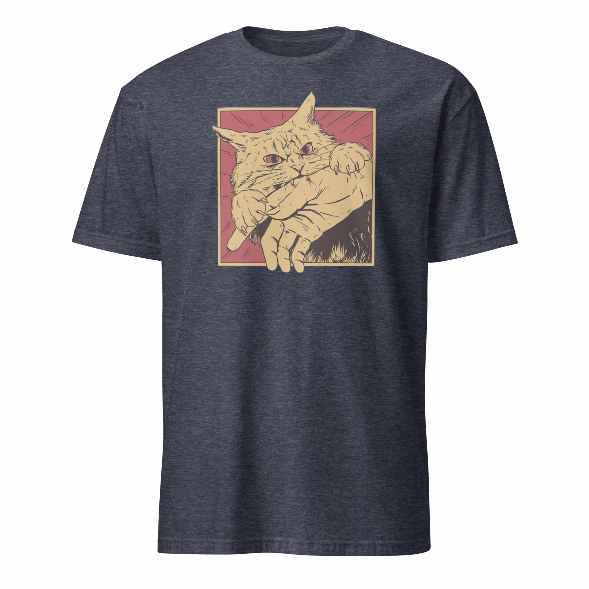 Cat Bite Shirt 4 Cat Bite Shirt heather navy color stylish unisex cat t-shirt