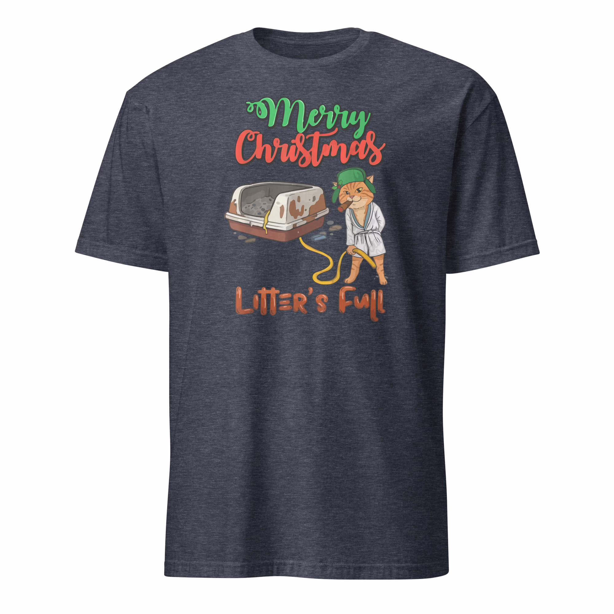Merry Christmas Litters Full Shirt 4 Merry Christmas Litters Full Shirt heather navy unisex holiday tee