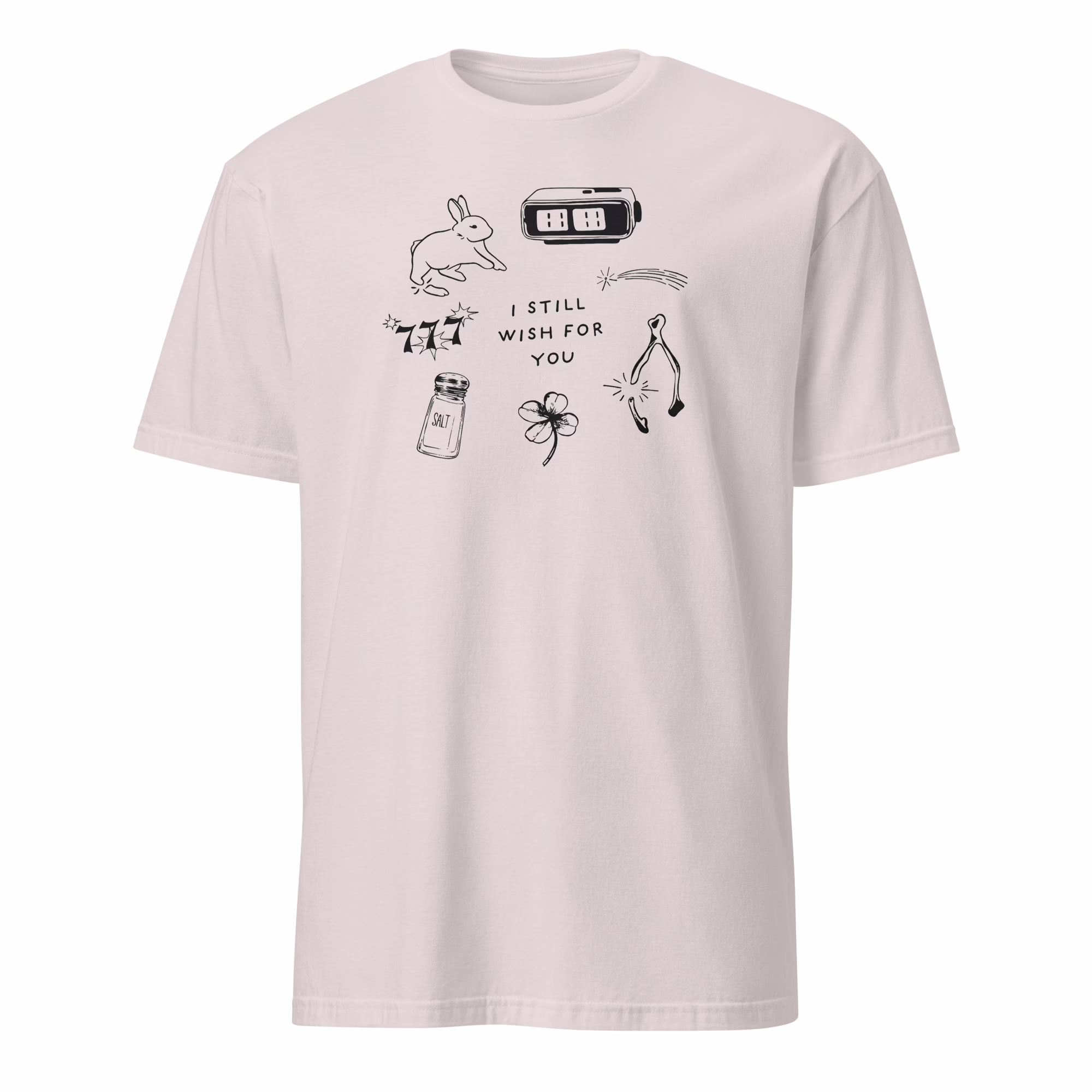 I Still Wish For You Lucky Charm Collage Shirt 3 I Still Wish For You Lucky Charm Collage Shirt in ice grey with dream-inspired artwork