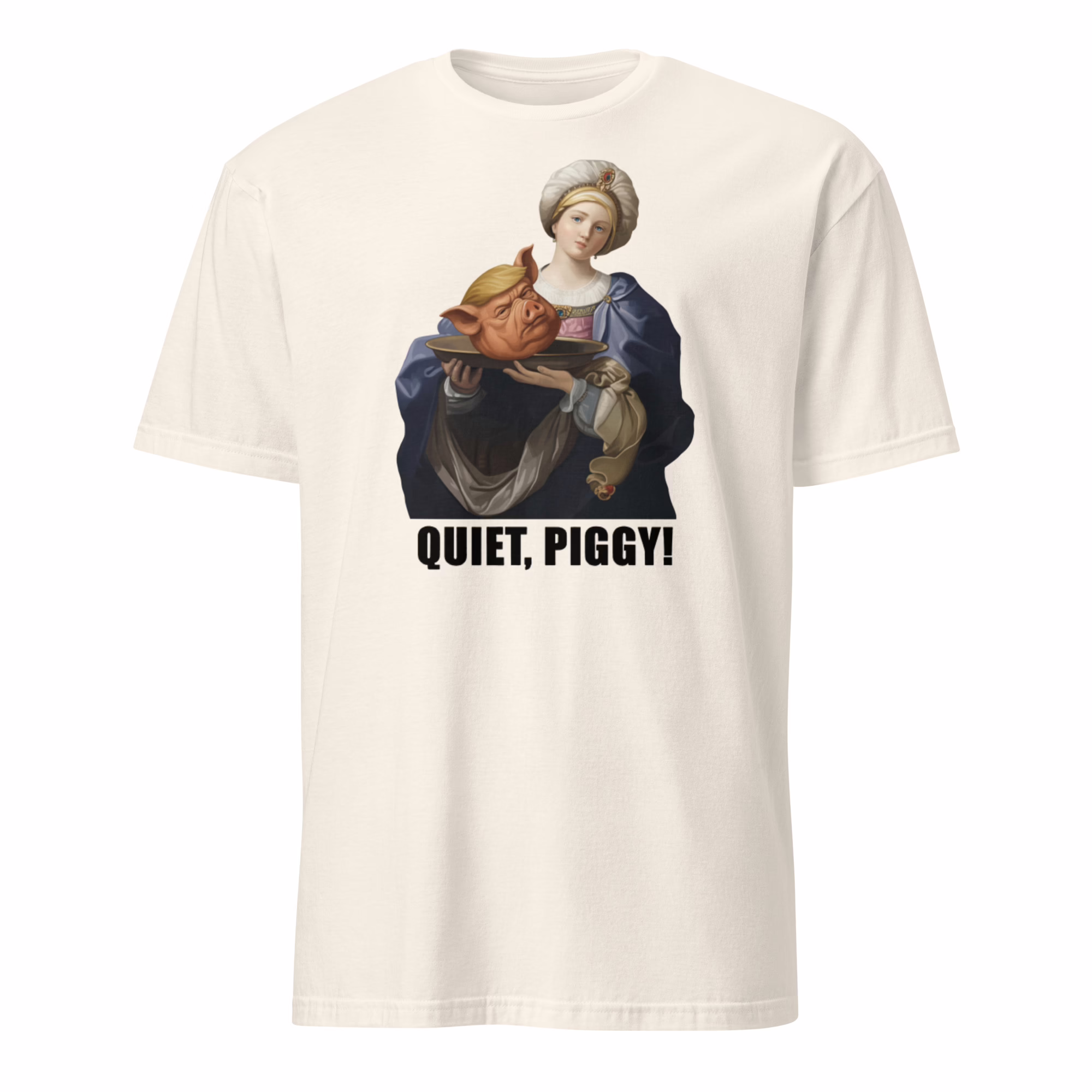 Quiet Piggy Saint Holding Pig Head T Shirt 3 Quiet Piggy Saint Holding Pig Head Shirt natural variant mockup