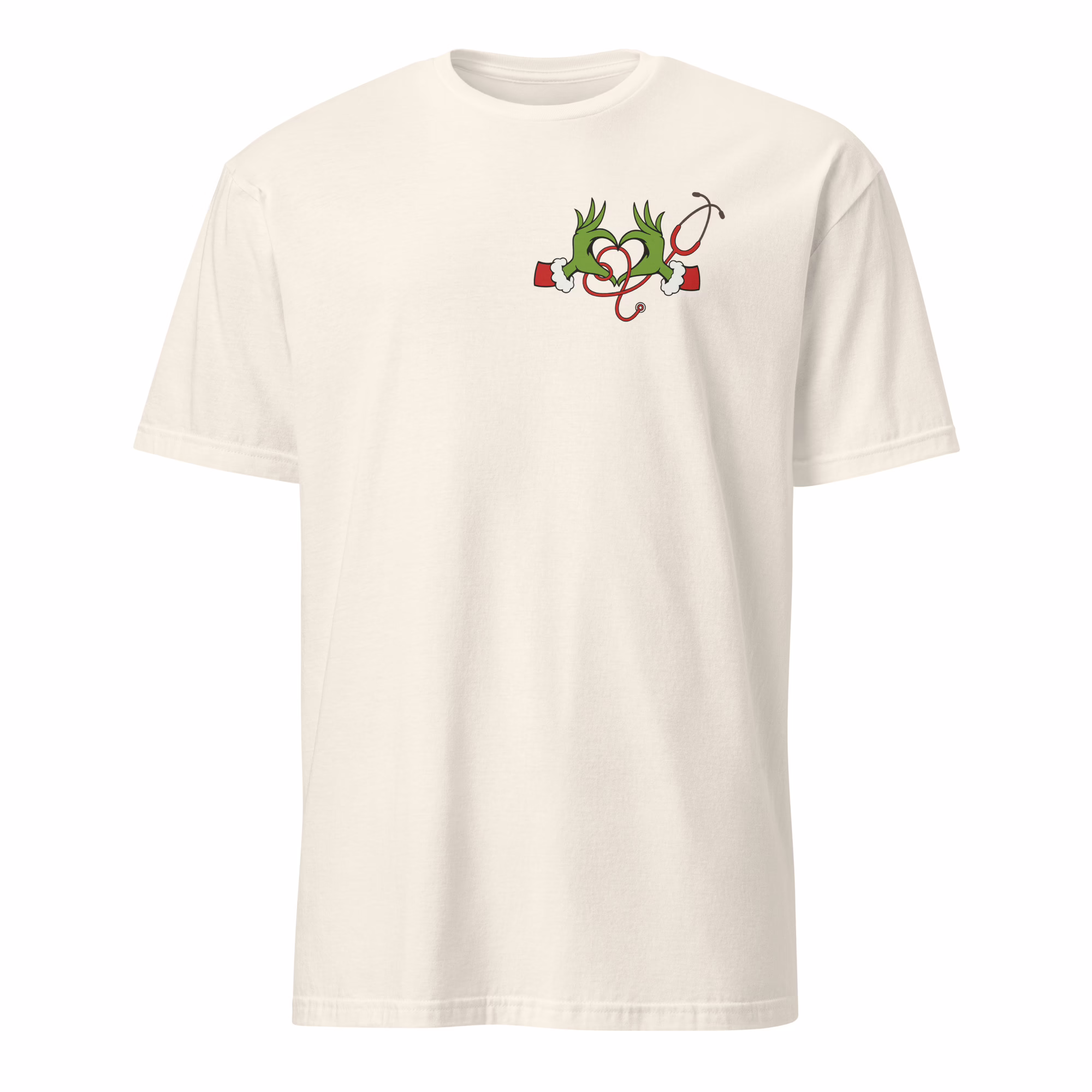ICU Christmas XMAS Nurse Shirt 4 ICU Christmas XMAS Nurse Shirt in natural color featuring festive nurse Christmas artwork