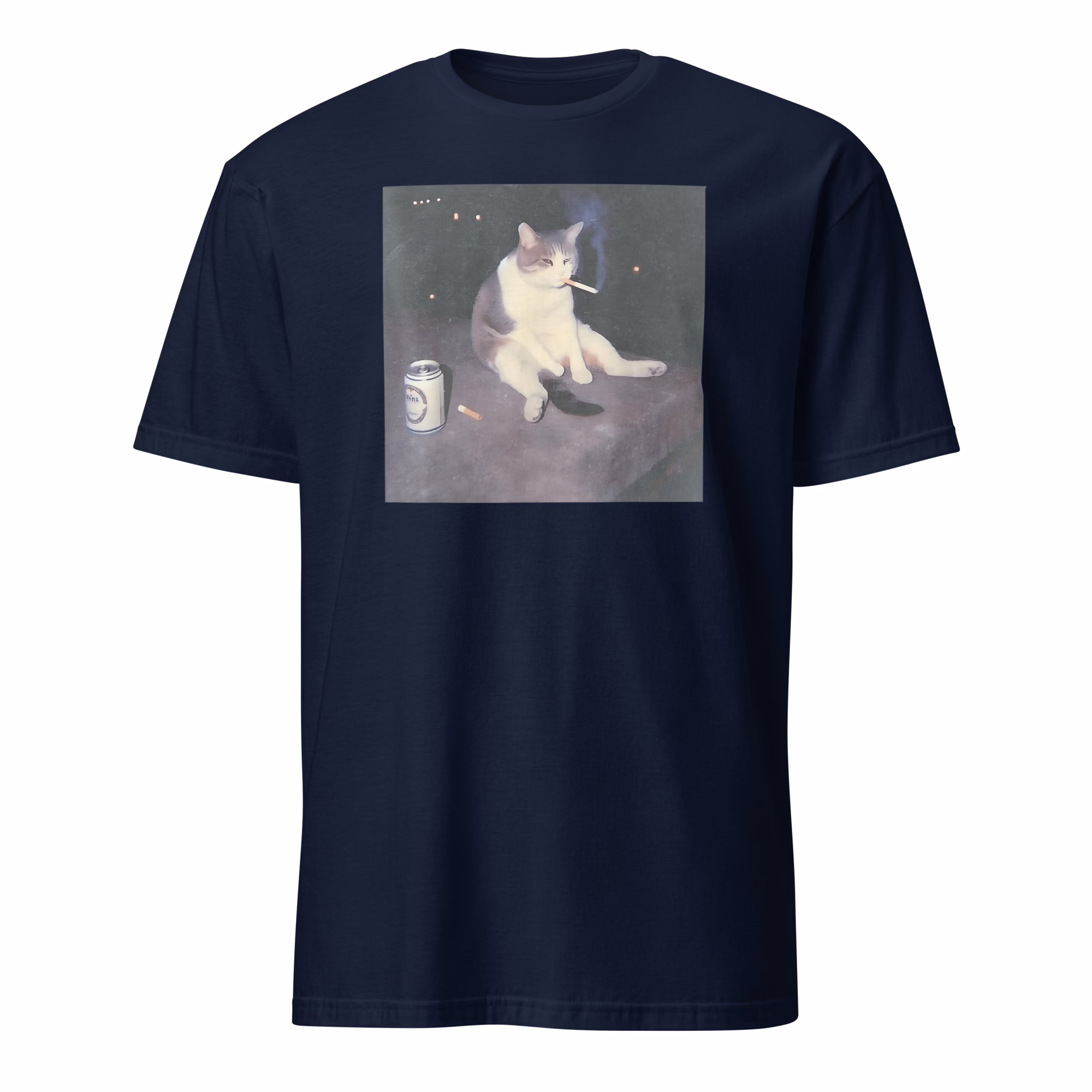 Smoking Cat Meme Shirt 2 smoking cat meme shirt navy blue meme cat t-shirt unisex funny design