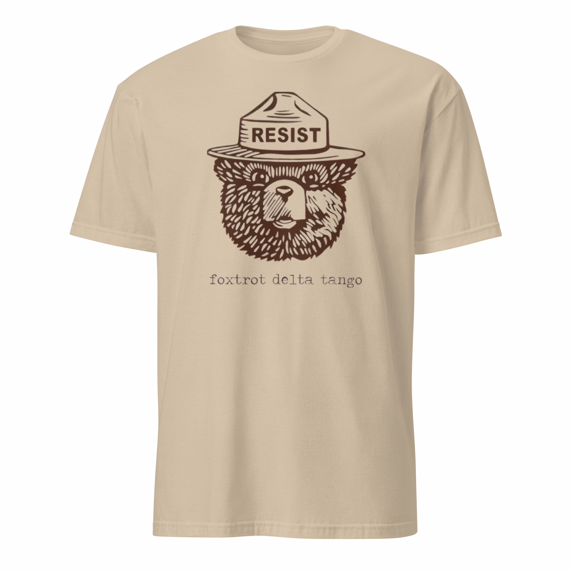 FDT Resist Bear Foxtrot Delta Tango Anti Trump Shirt 2 FDT Resist Bear Foxtrot Delta Tango Anti Trump Shirt sand color mockup