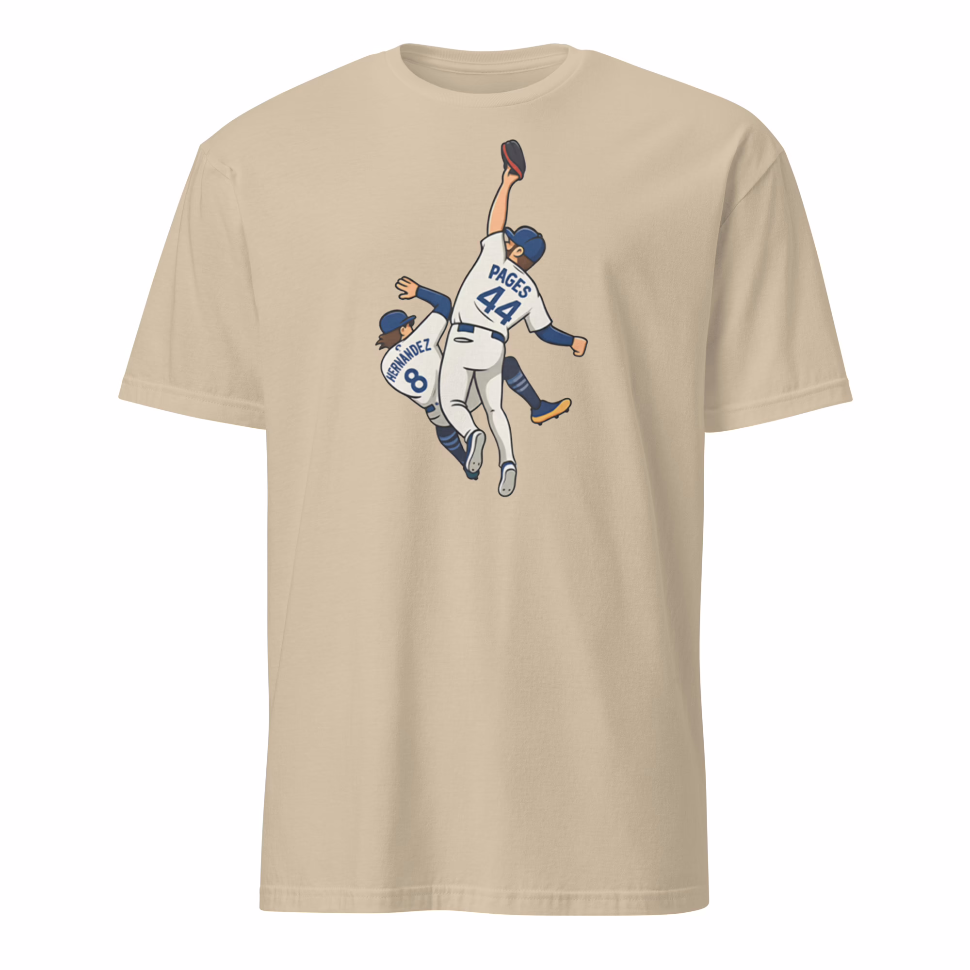 Andy Pages Hitting Kiké Hernandez Shirt 2 Andy Pages Hitting Kiké Hernandez Shirt sand color Dodgers fan tee