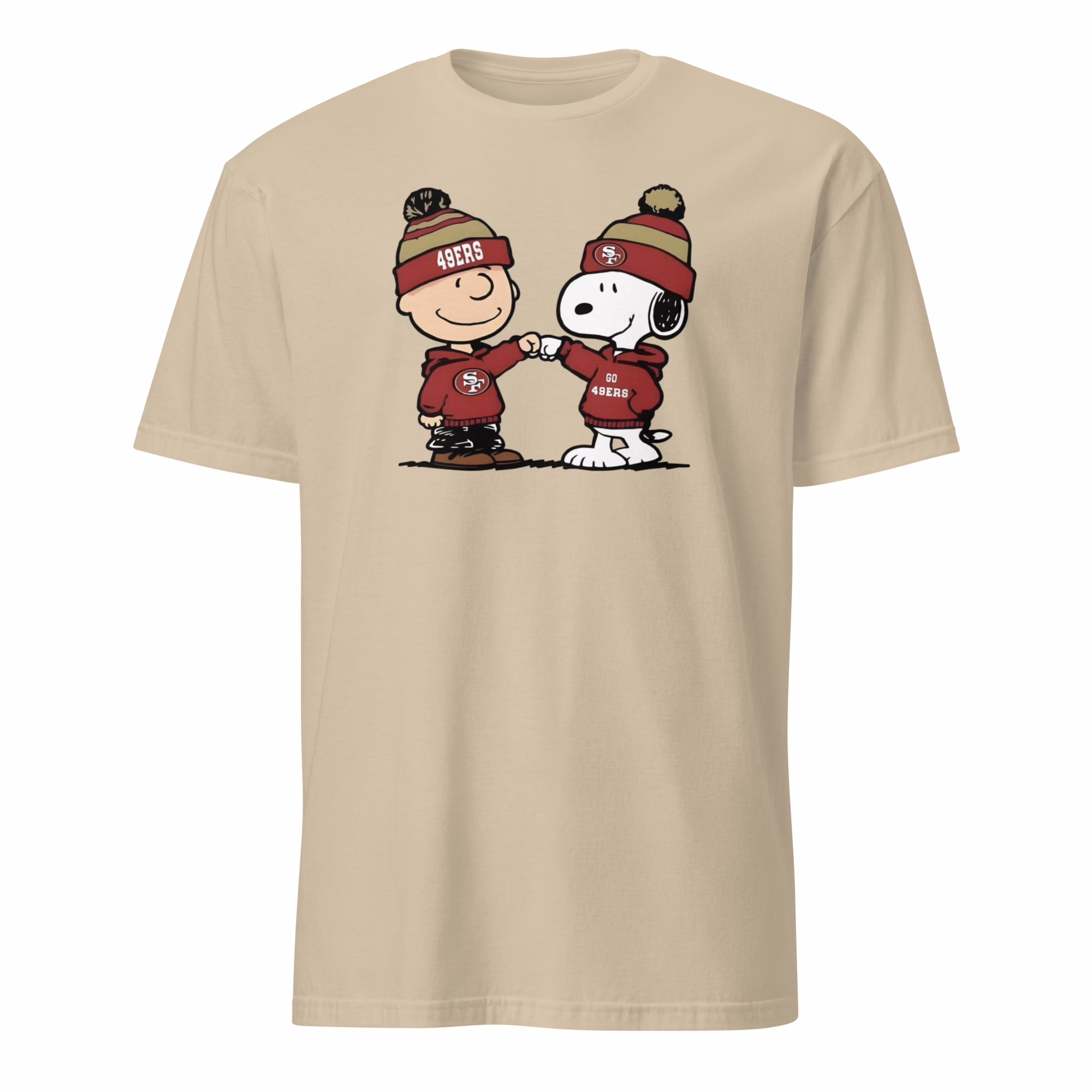 Snoopy 49ers Shirt 2 Snoopy 49ers Shirt sand color – soft cotton San Francisco 49ers tee