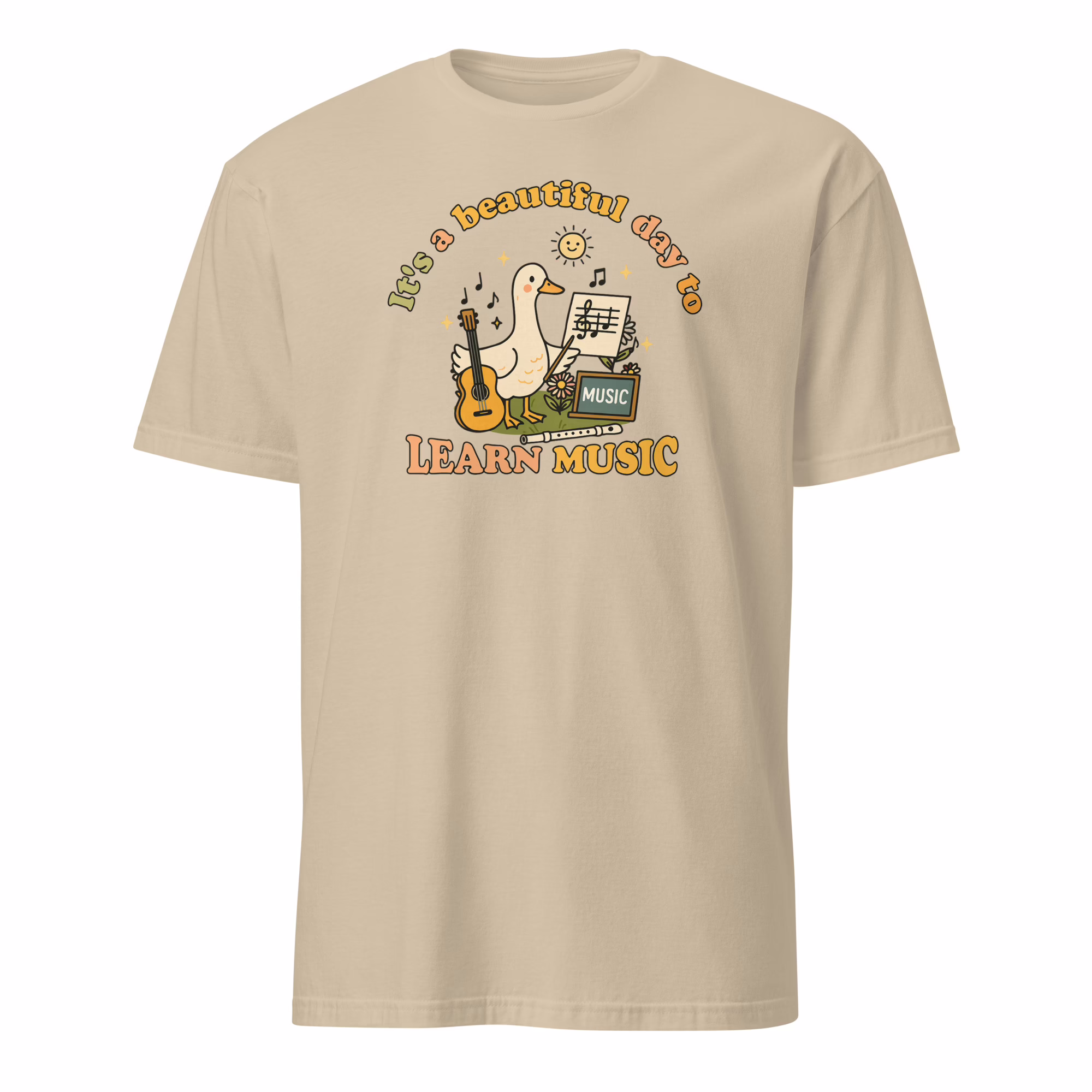 It’s a Beautiful Day to Learn Music Goose Shirt 2 It’s a Beautiful Day to Learn Music Goose Shirt in sand color – unisex funny tee
