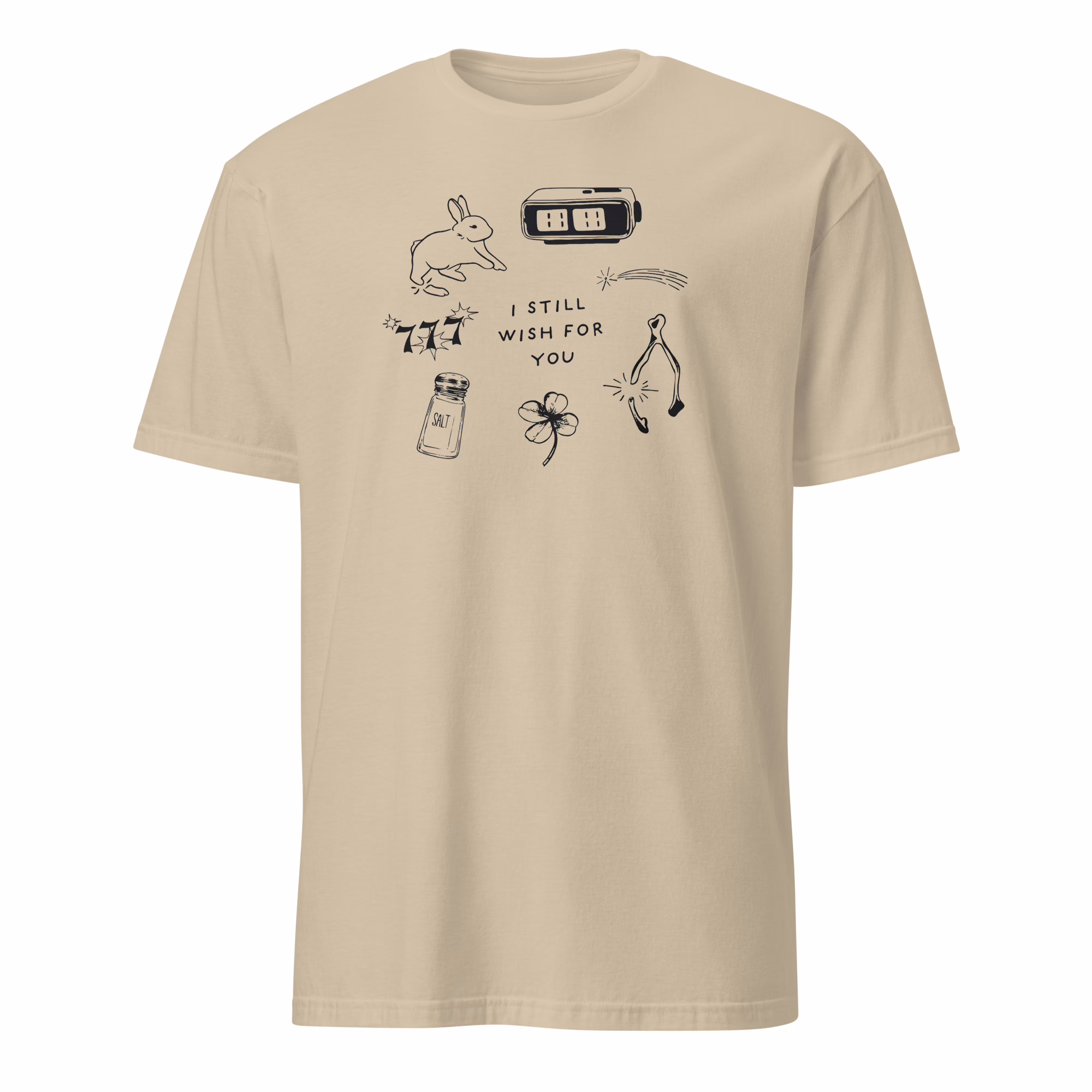 I Still Wish For You Lucky Charm Collage Shirt 2 I Still Wish For You Lucky Charm Collage Shirt in sand color with mystical symbols