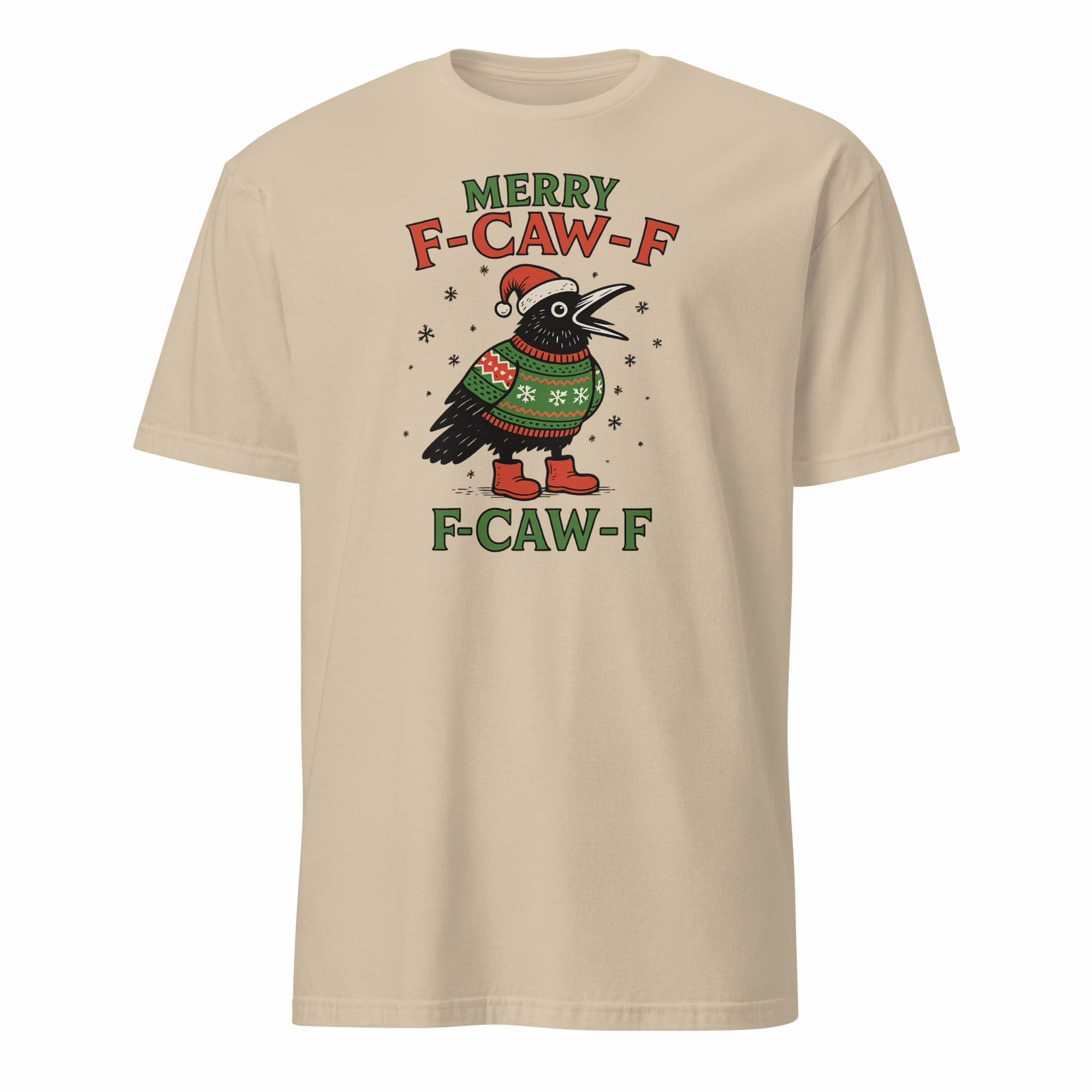 Merry F-Caw-F 2025 Christmas Shirt 2 Merry F-Caw-F 2025 Christmas Shirt sand color crow Christmas tee