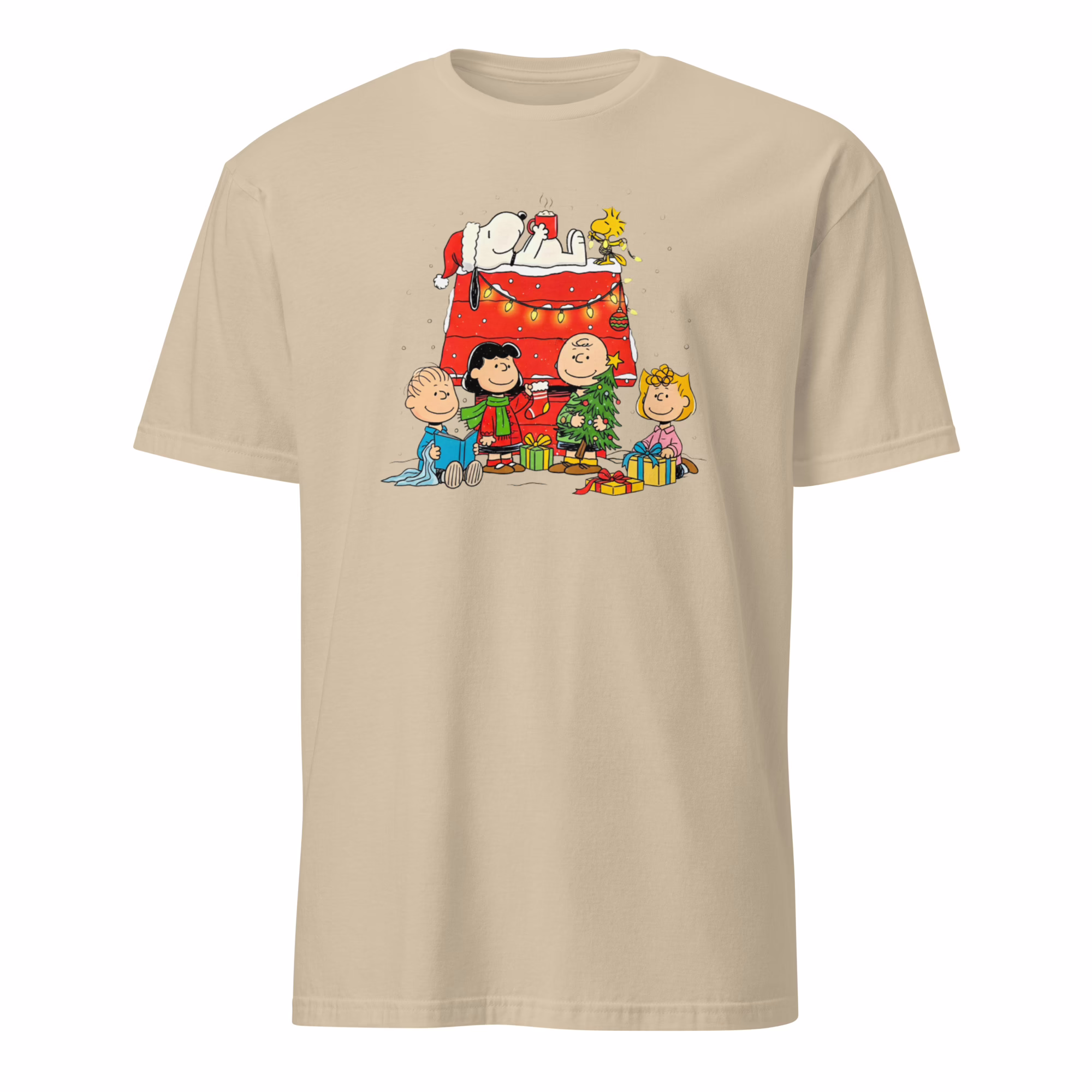Charlie Brown Snoopy Peanuts Christmas Shirt 2 Sand color Charlie Brown Snoopy Peanuts Christmas Shirt for a soft, vintage look