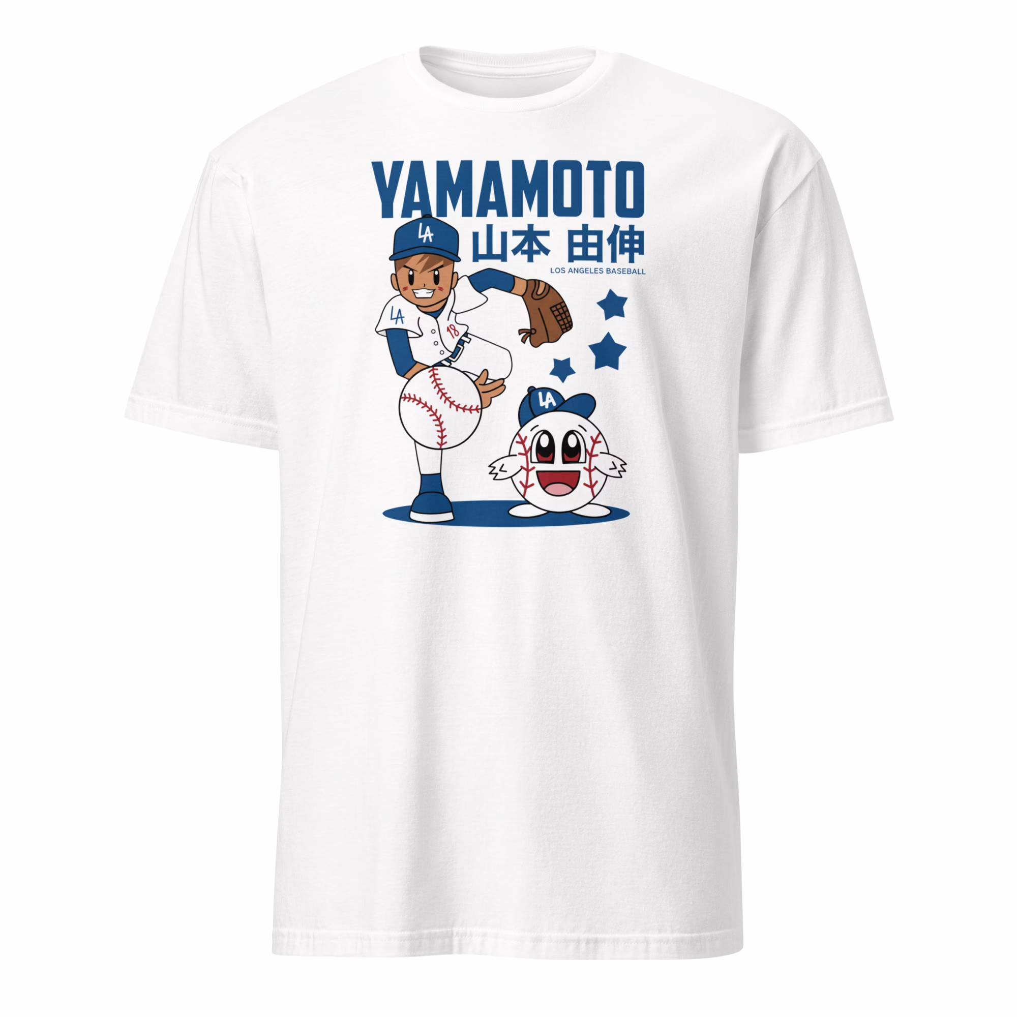 Los Angeles Dodgers Yoshinobu Yamamoto Superstar Cartoon Shirt 4 Los Angeles Dodgers Yoshinobu Yamamoto Superstar cartoon shirt on white background mockup
