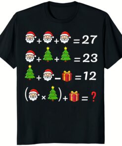 Black 67 Six Seven Santa Tree Math Teacher Christmas Shirt mockup, featuring the unique math-themed holiday graphic for teachers.