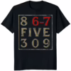 867 Five 309 T Shirt black mockup music number tee